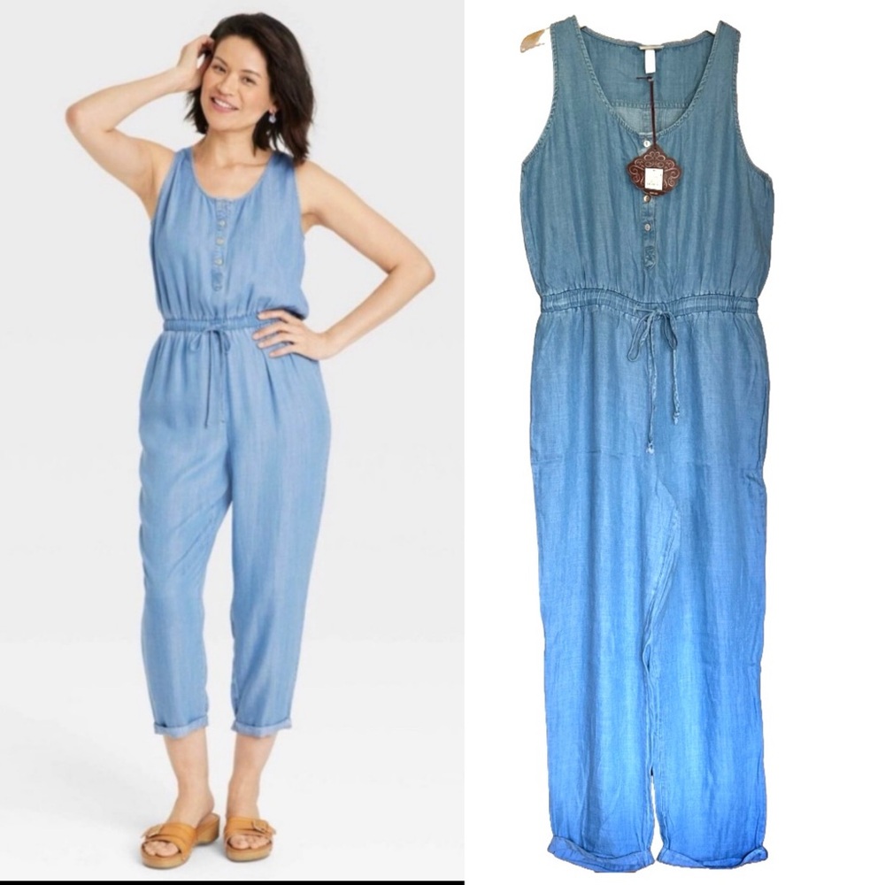 Knox Rose Light Blue Sleeveless Jumpsuit